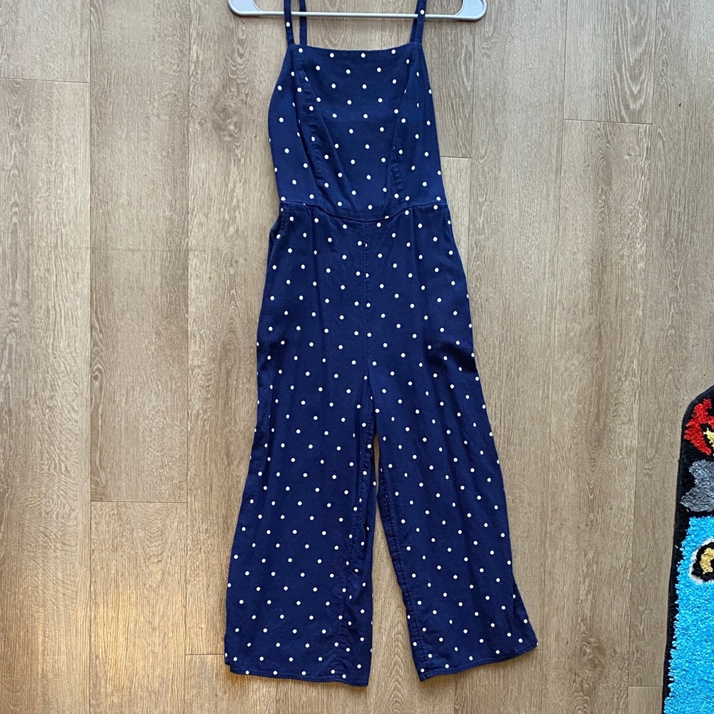 Navy Polka Dot Wide-Leg Jumpsuit